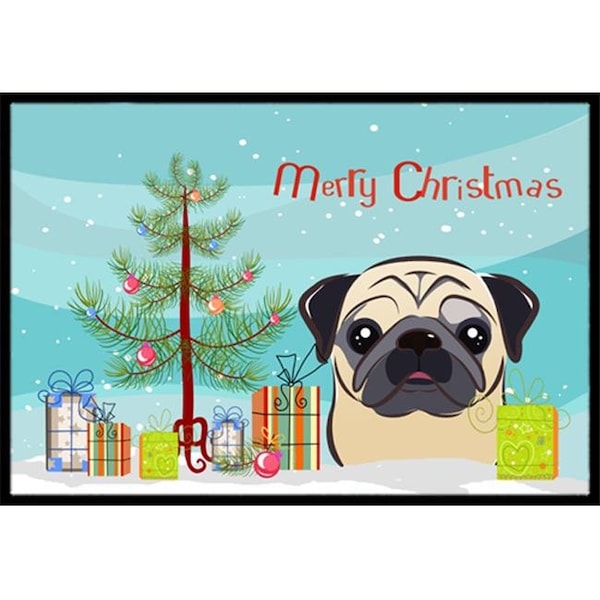 Carolines Treasures BB1634JMAT Christmas Tree & Fawn Pug Indoor or Outdoor Mat, 24 x 36 BB1634JMAT - main